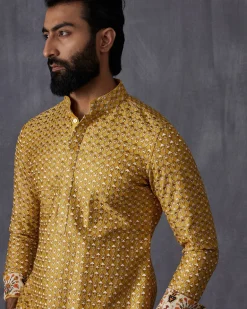 Mustard Embroidered Kurta Set