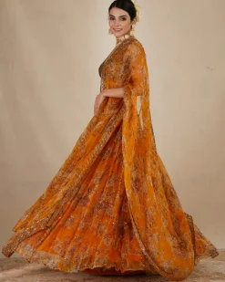 Mustard Floral Lehenga Set