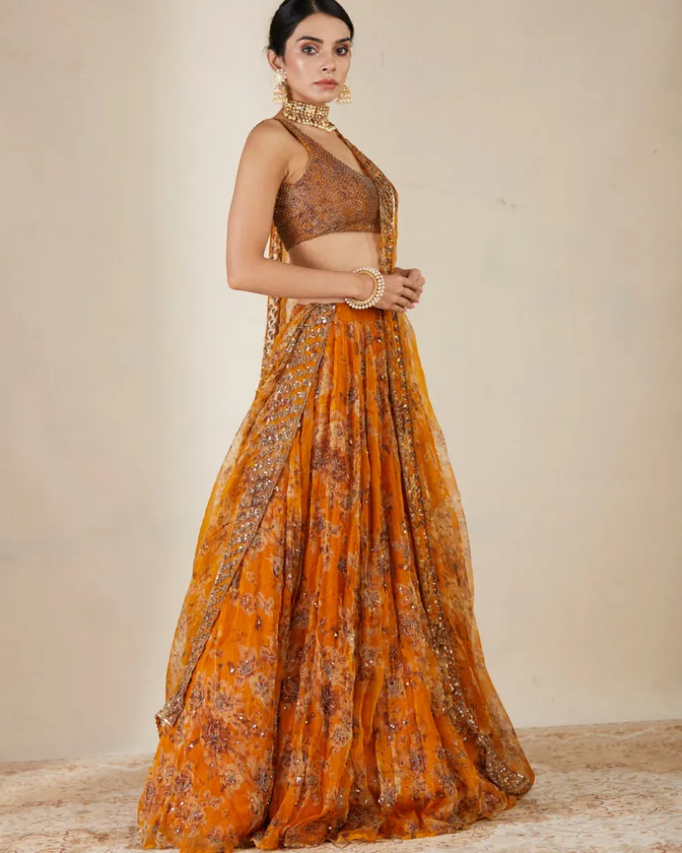 Mustard Floral Lehenga Set