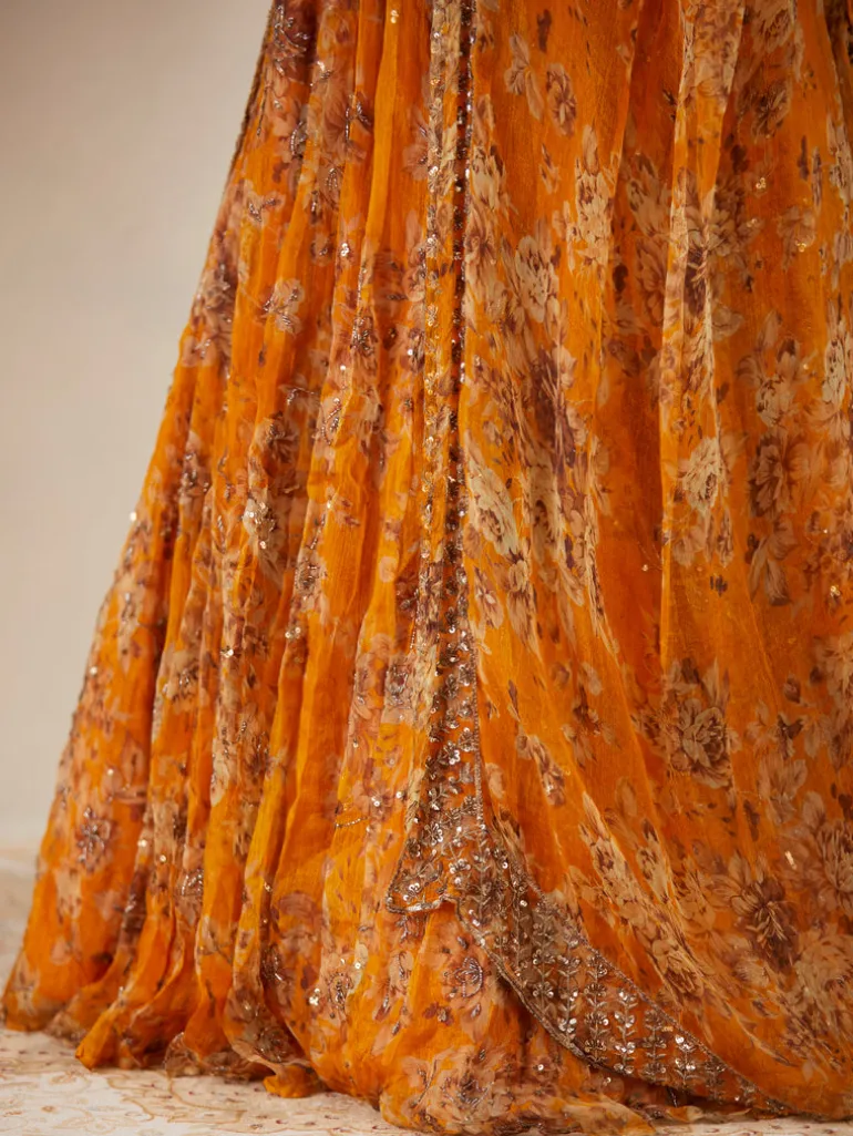 Mustard Floral Lehenga Set
