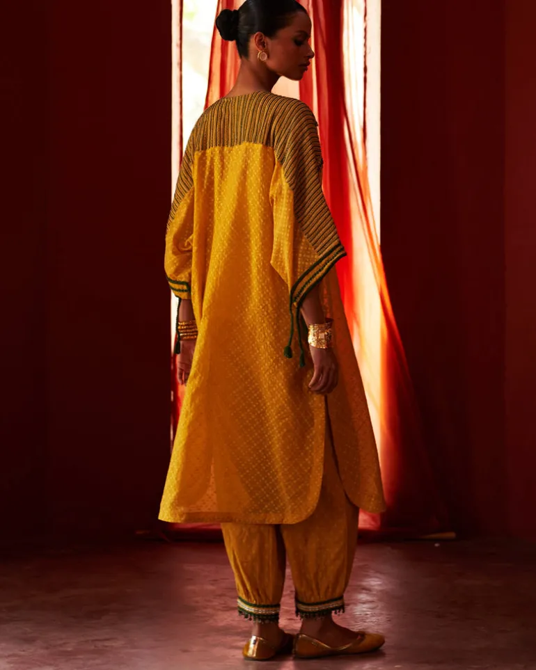 Mustard Kaftan Kurta Set