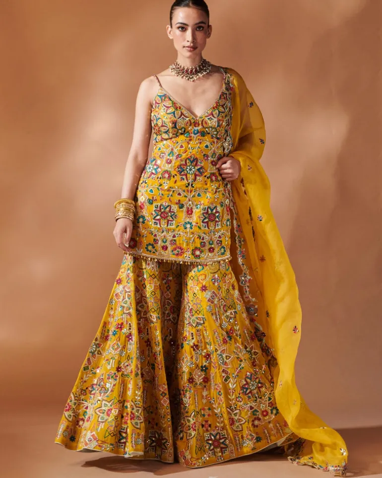 Mustard Kurta And Sharara Set