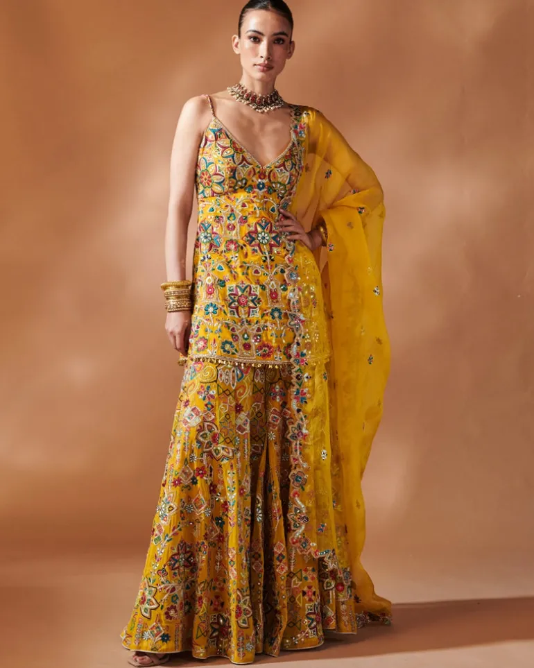 Mustard Kurta And Sharara Set