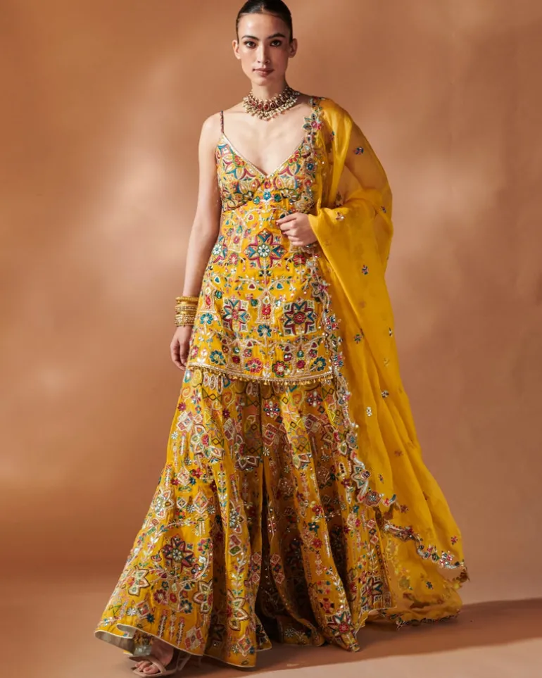 Mustard Kurta And Sharara Set