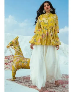 Mustard Peplum and Palazzo Set