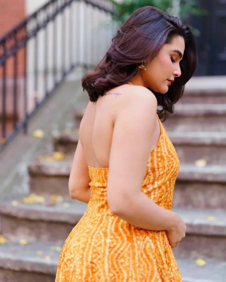 Mustard Short Anarkali Set