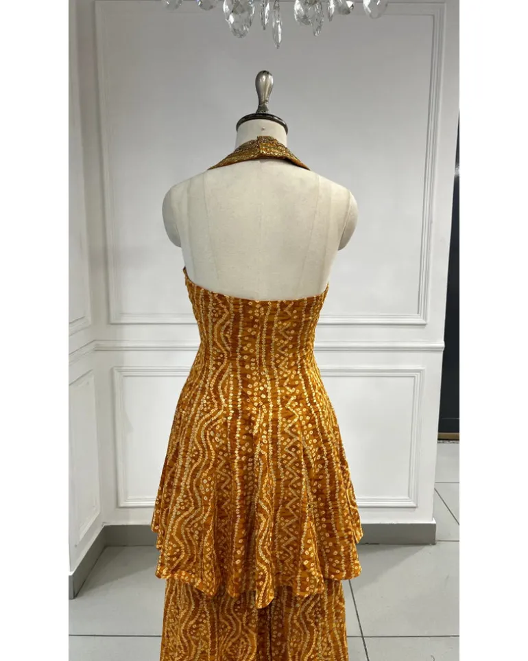 Mustard Short Anarkali Set