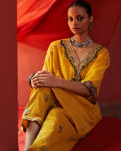 Mustard Short Kurta Set