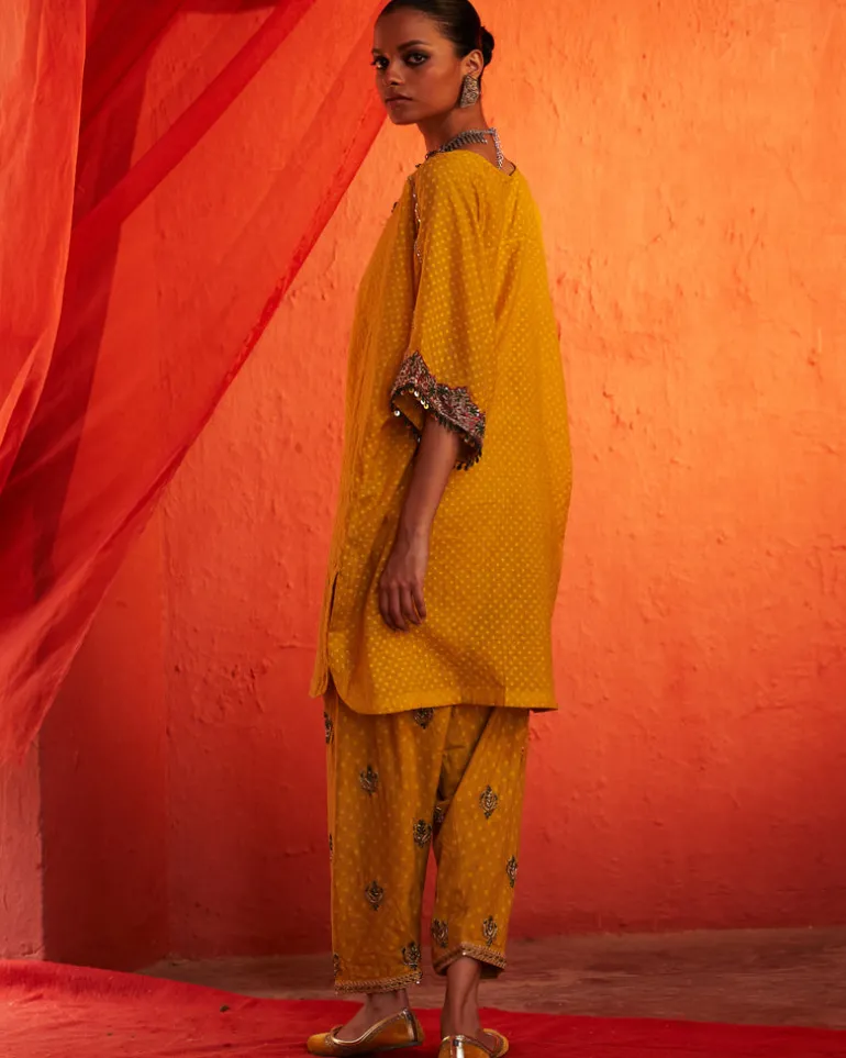 Mustard Short Kurta Set