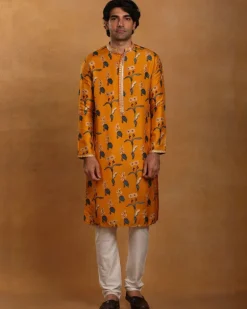 Mustard Spring Blossom Kurta Set