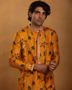 Mustard Spring Blossom Kurta Set