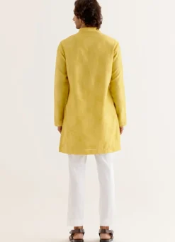 Mustard Yellow Block Printed Dori Embroidered Kurta Set