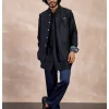 Navy & Black Maze Nehru Jacket Set