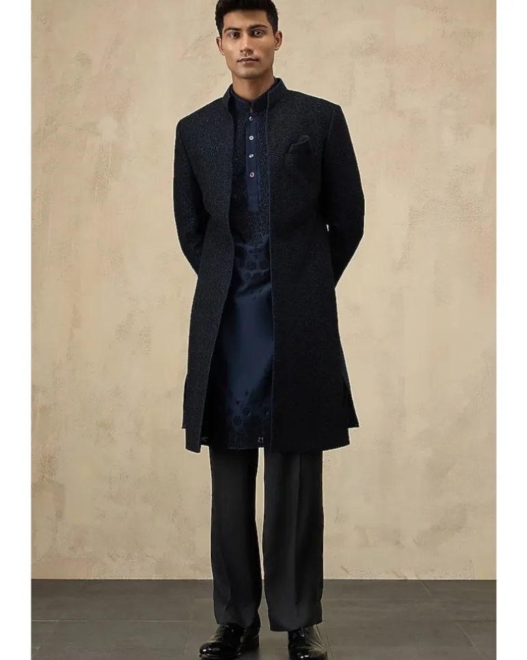 Navy Blue Double Shaded Kurta Set