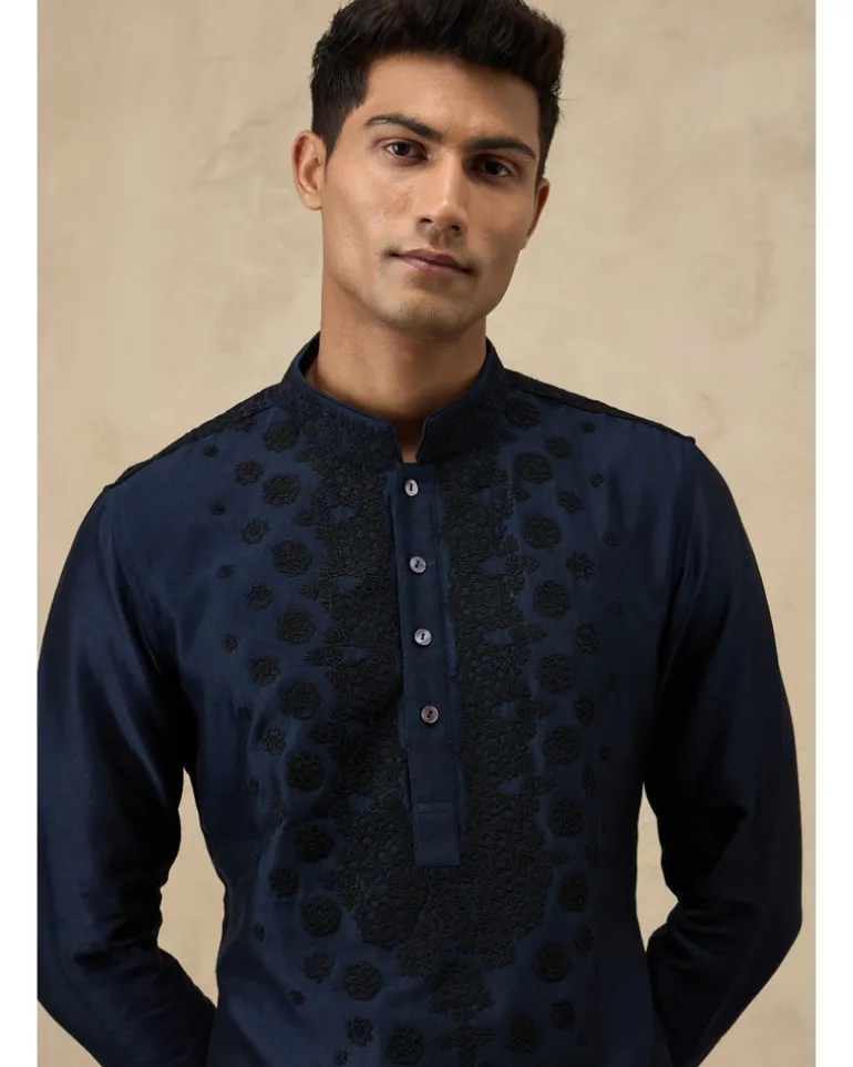 Navy Blue Double Shaded Kurta Set