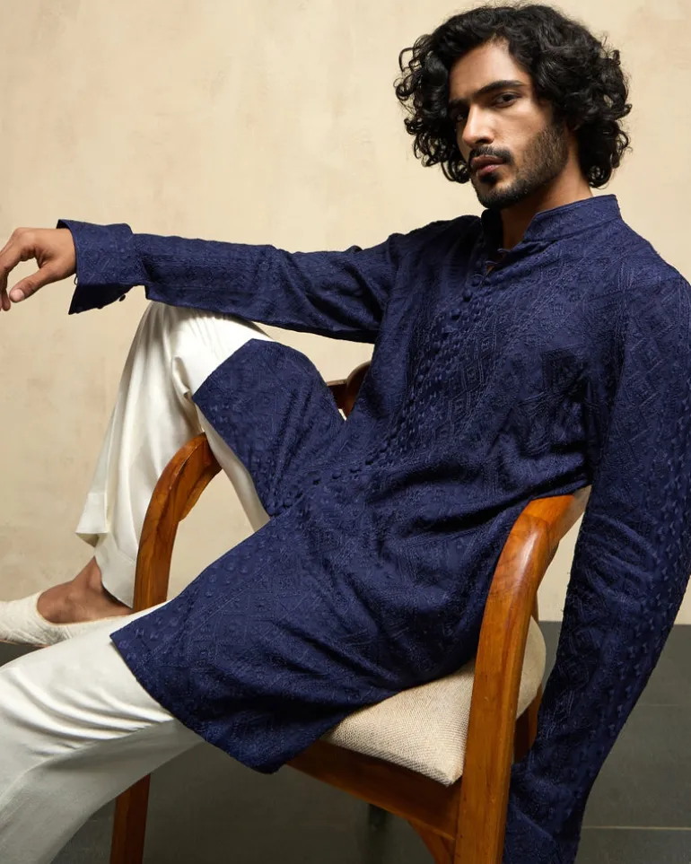 Navy Blue Inara Aari Kurta Set
