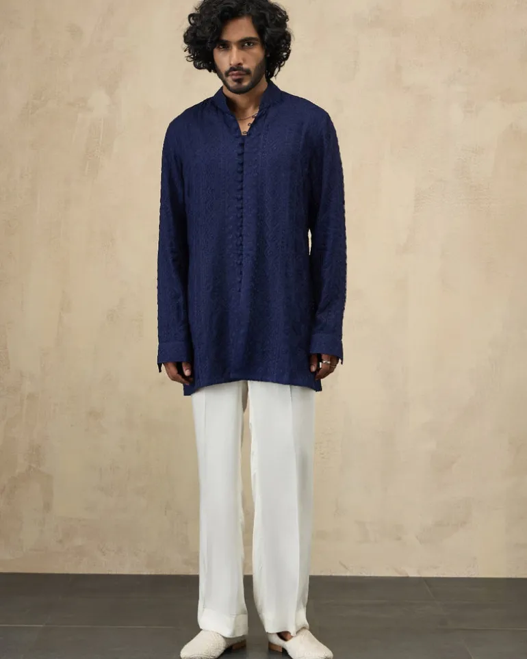 Navy Blue Inara Aari Kurta Set