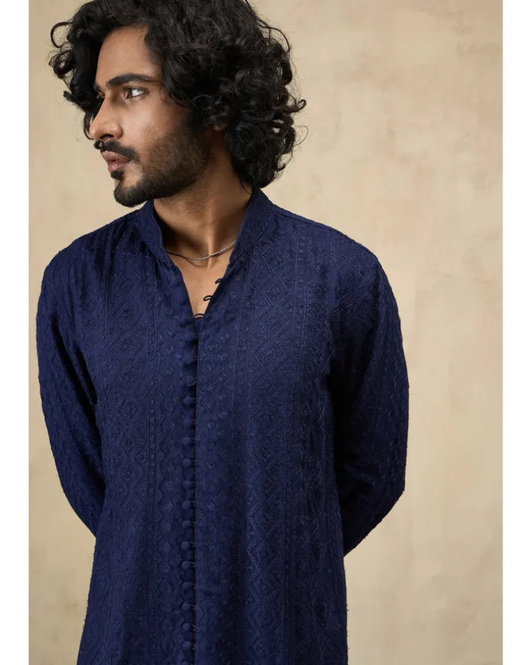 Navy Blue Inara Aari Kurta Set