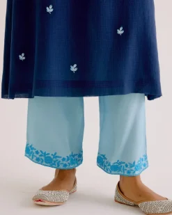 Navy Blue Kota Dori Embroidered Kurta Set