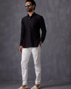 Navy Blue Tropical Kurta Set