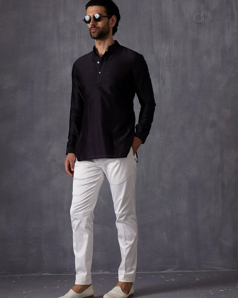 Navy Blue Tropical Kurta Set