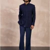 Navy Half Moon Dori Bandhgala Set