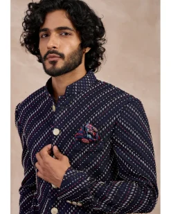 Navy Nerds Edge cut Achkan Set