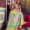 Neon Traditional Floral Print Embroidered Lehenga Set