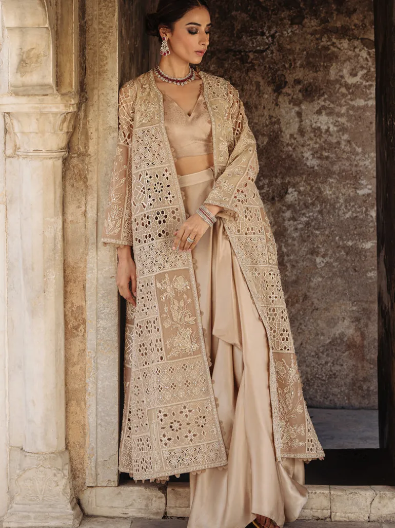 Nikhar Borgia Coat Sari Set