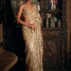 Nude Applique Sari Set