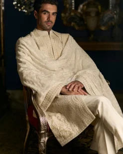 Nude Cream Dori Sherwani Set