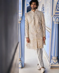 Nude Cream Sherwani Set