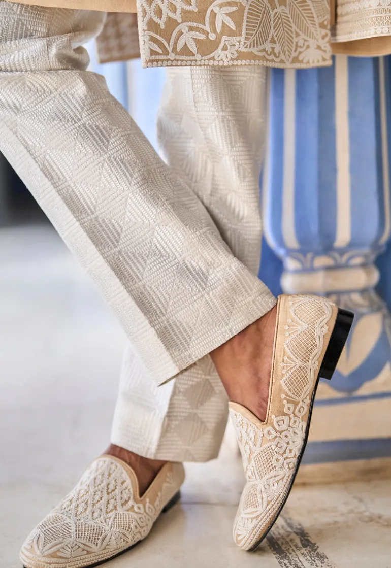 Nude Cream Sherwani Set