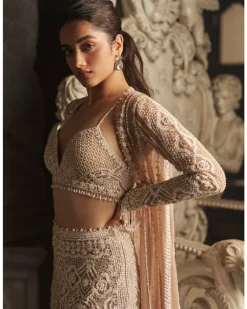 Nude Cream Skirt Jacket Set