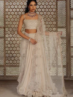 Nude Ethereal Swirly Lehenga Set