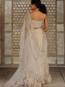 Nude Ethereal Swirly Lehenga Set