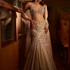 Nude Fit and Flare Crystal Skirt Set