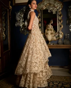 Nude High-Low Sharara Set
