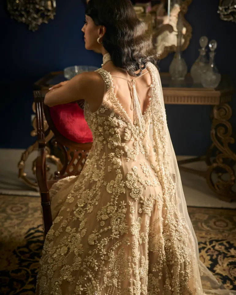 Nude High-Low Sharara Set