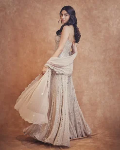 Nude Mirror Work Khushi Sharara Set