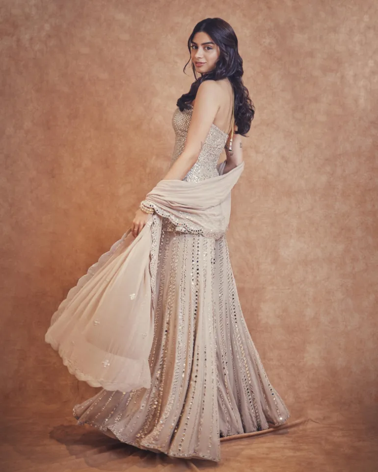 Nude Mirror Work Khushi Sharara Set