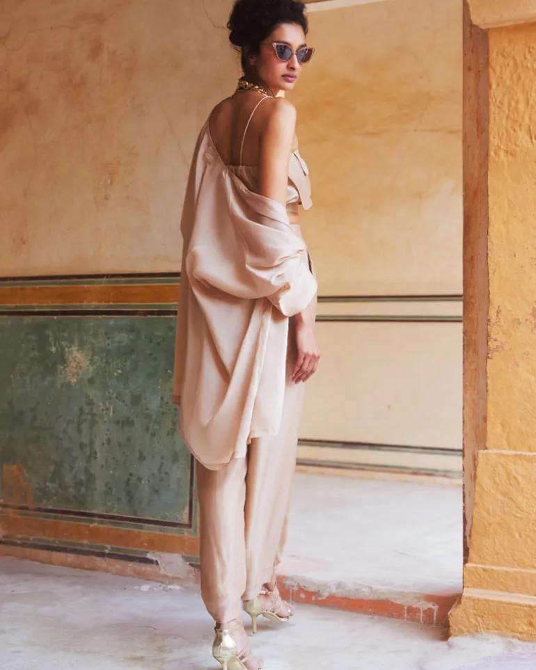 Nude Pink Silk Organza Co-Ord Set