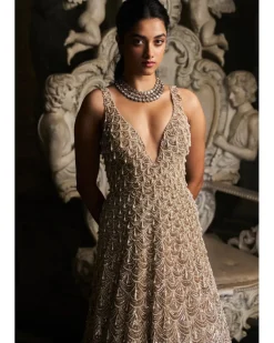 Nude Scalloped Gown
