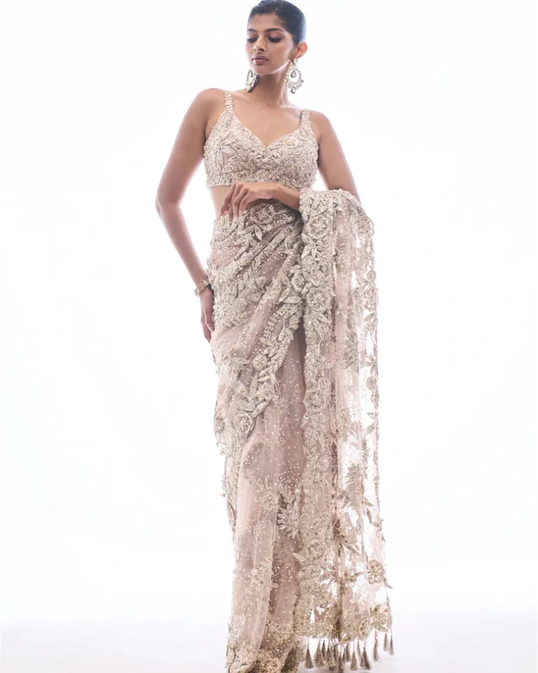 Nude Three-Dimensional Sari
