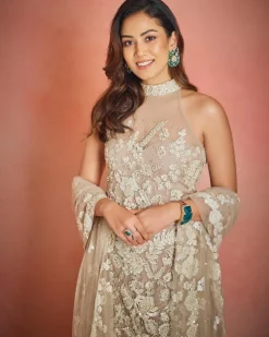 Nude Three-Dimensional Sharara Set