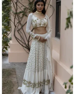 Off White Boot Lehenga Set