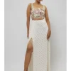 Off White Embroidered Choli With Slit Skirt Set