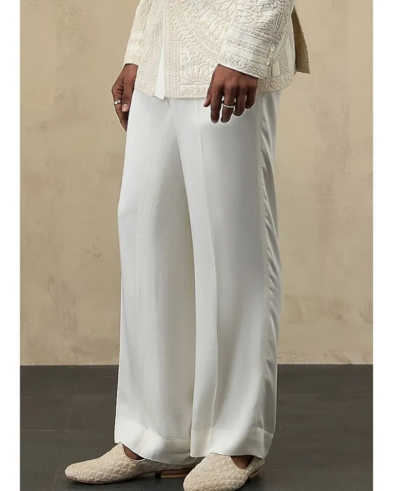 Off White Half Moon Dori Bandhgala Set