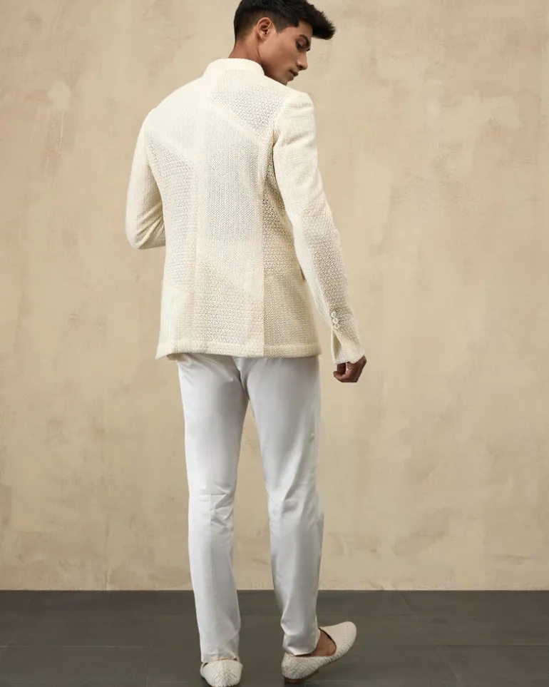 Off White Inara Bandhgala Set