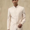 Off White Vertical Dori Bandhgala Set